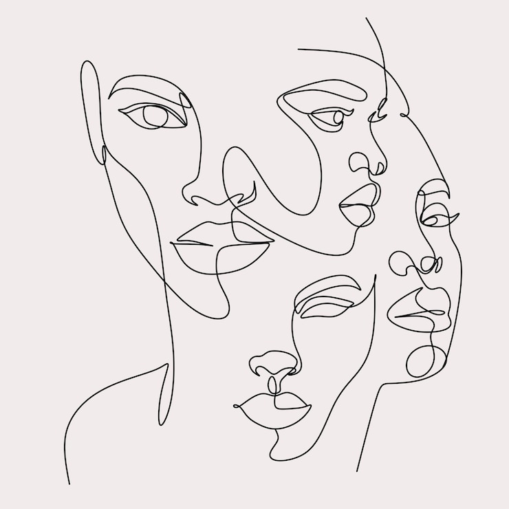 Vector line art woman face drawing black woman vector afro american female logo línea de contorno cara minimalista salón de belleza