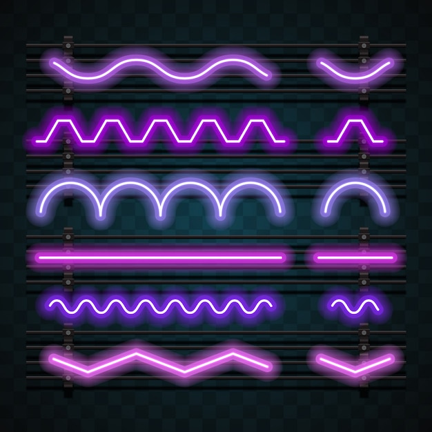 Vector line neon set