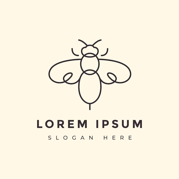 línea de abeja minimalista insecto naturaleza miel de abeja moderno concepto animal diseño de logotipo gráfico vectorial