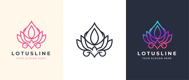 Línea abstracta arte diseño de logotipo de loto
