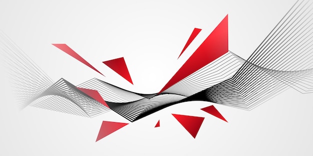 Línea abstracta concepto de fondo rojo negro diseño gráfico vectorial