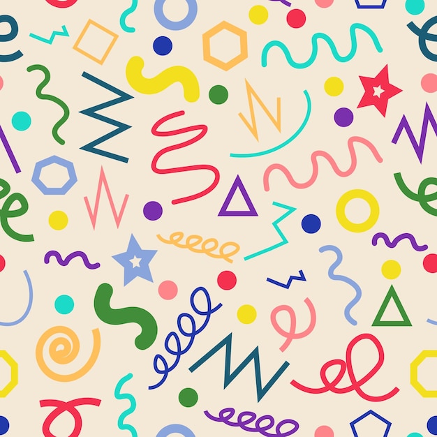 Línea abstracta geometrica colección de formas de garabateo patrón sin costuras conjunto de fondo creativo para niños