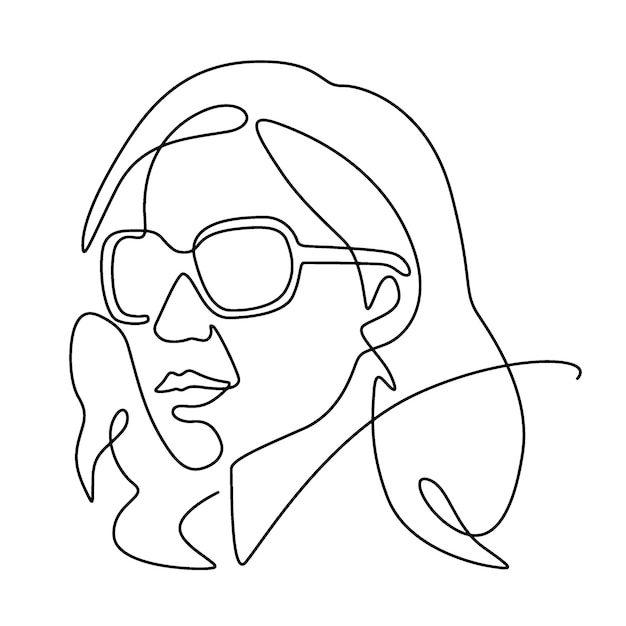 Línea abstracta moderna cara de mujer minimalista Arte de línea dibujada a mano vectorial.