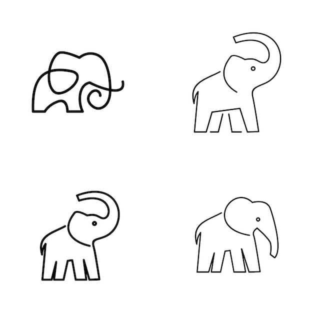 línea Africano indio Elefante Logo Elefante Icono del logotipo