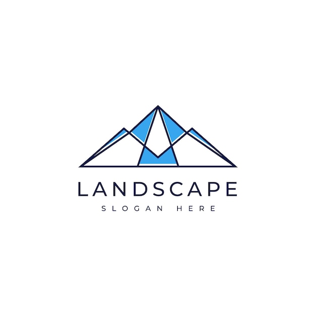 línea al aire libre del pico de la montaña diseño de logotipo vector gráfico