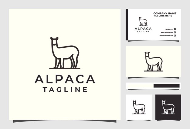 Línea de alpaca diseño de logotipo animal vector premium