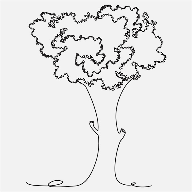 Una línea de árbol dibujado a mano contorno vector ilustración de arte