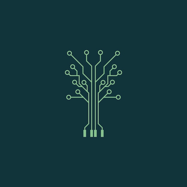 Línea Árbol Placa de circuito Tecnología Hoja Naturaleza Planta Placa base Internet Chip Red digital logotipo vector diseño