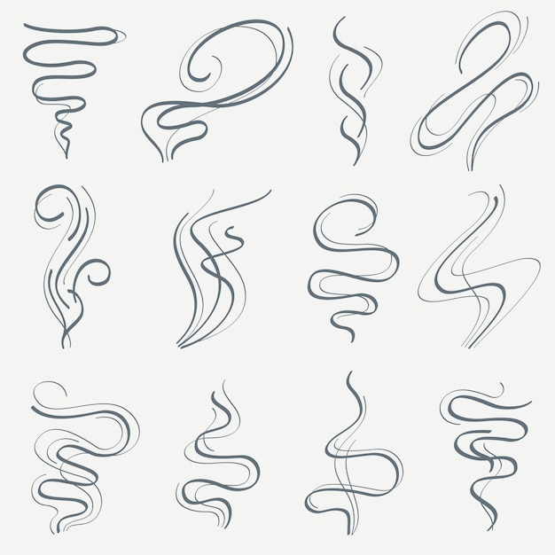 Línea de aroma y humo, conjunto de senderos lineales Smell