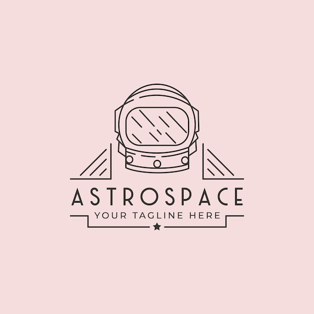 Línea arte astronauta casco cabeza logo vector símbolo ilustración diseño