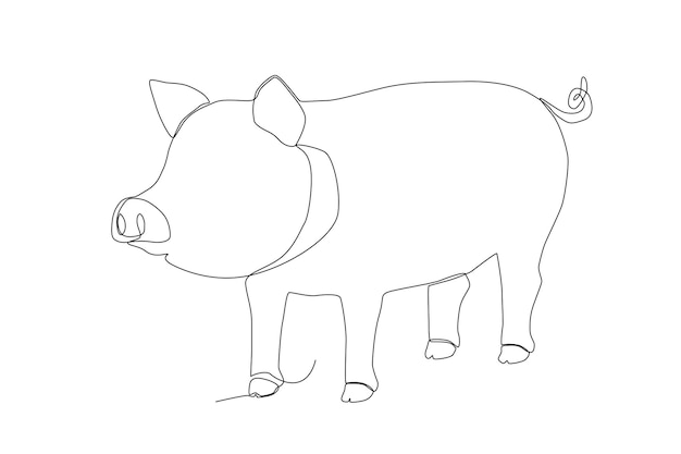 Vector una línea de arte de cerdo gordo