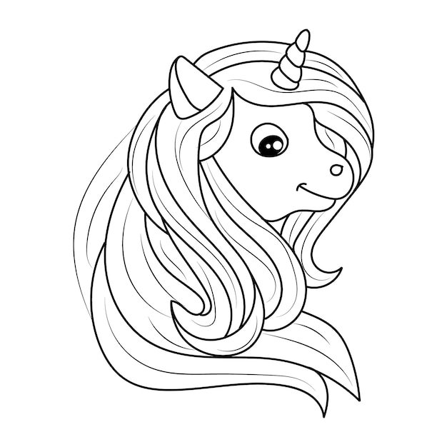 Línea arte color unicornios vector ilustración para colorear libro