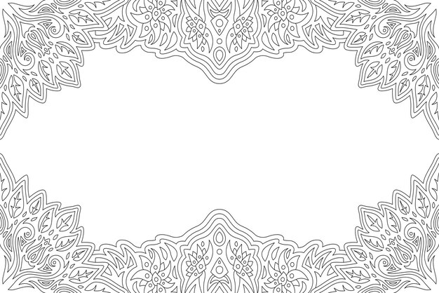 Línea de arte para colorear libro con borde floral