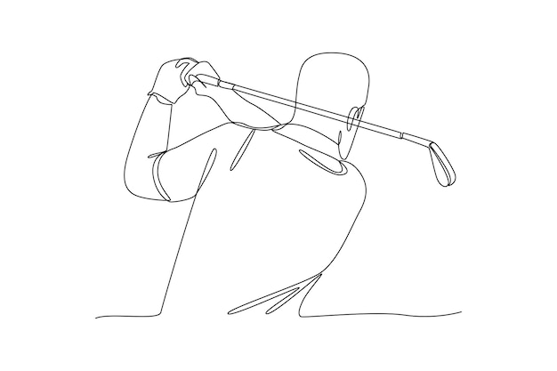 línea de arte continúa deportes gente jugando al golf ilustrador línea de arte
