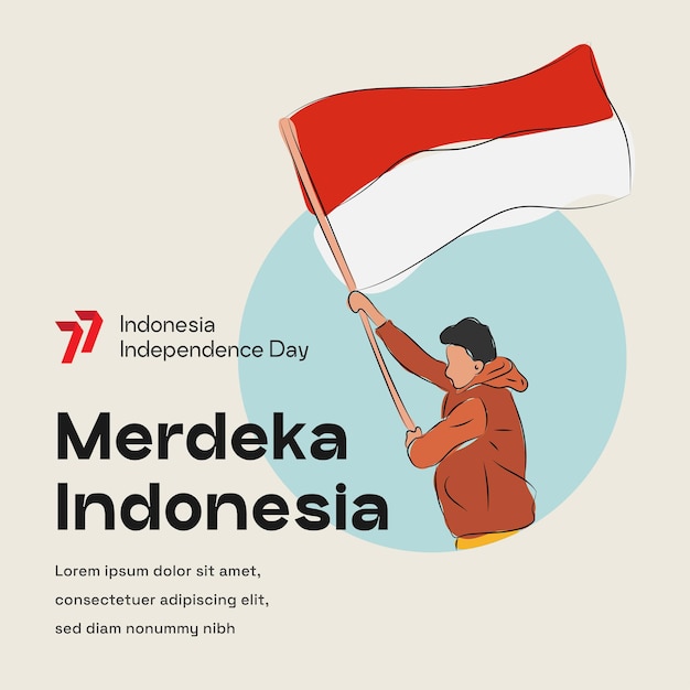 Línea arte espíritu personas indonesia día de la independencia ilustración vector