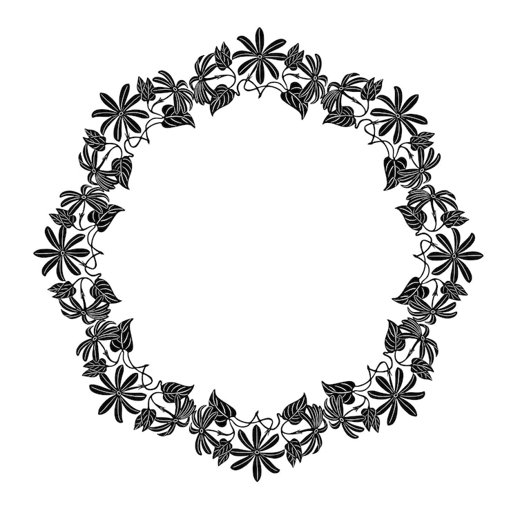 línea arte flor círculo marco logo hecho a mano silueta modelo 9