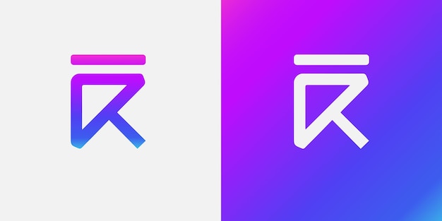 Línea de arte gradiente letra R diseño del logotipo icono vectorial diseño de logotipo moderno