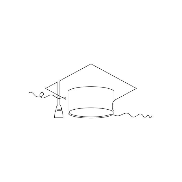 una línea de arte graduación toga sombrero vector ilustración de línea de arte una línea continua simple