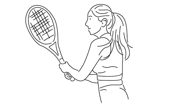 línea de arte de la jugadora de tenis