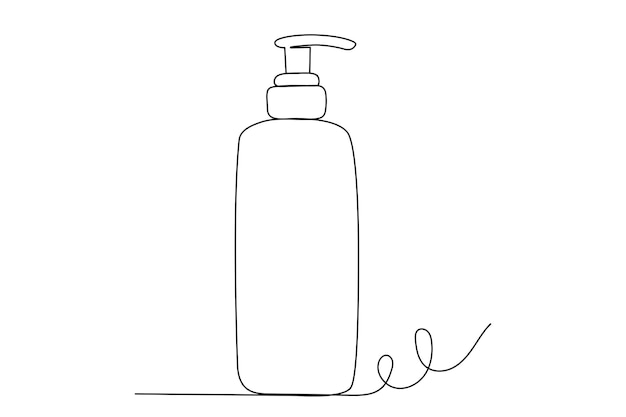Una línea de arte loción botella cosmética logotipo boceto curva negro contorno silueta icono ilustración