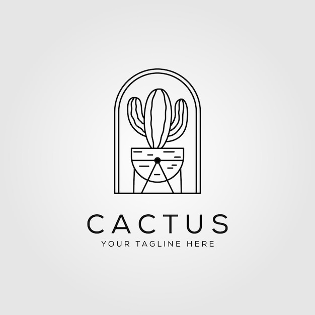 Línea arte minimalista naturaleza cactus planta logo