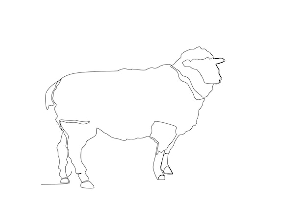 Una línea de arte de oveja gorda blanca