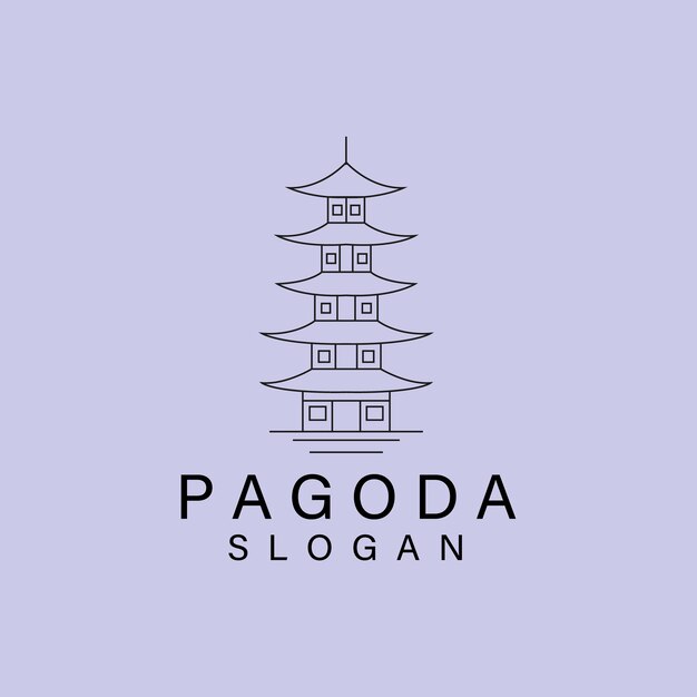 Línea arte Pagoda logo icono diseño plantilla vector ilustración