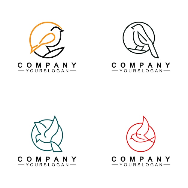 Línea arte pájaro logo vector ilustración diseño minimalista pájaro icono símbolo