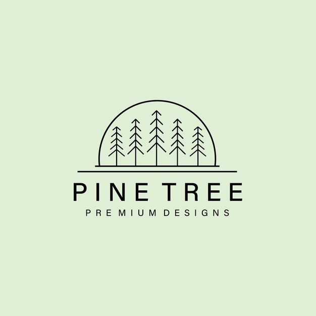 Línea arte pino árbol logo minimalista vector símbolo ilustración diseño