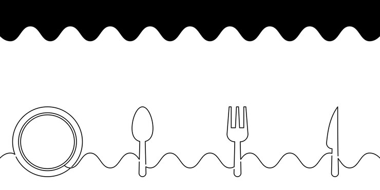 Vector línea de arte de plato cuchara tenedor y icono de cuchillo vector aislado en fondo blanco