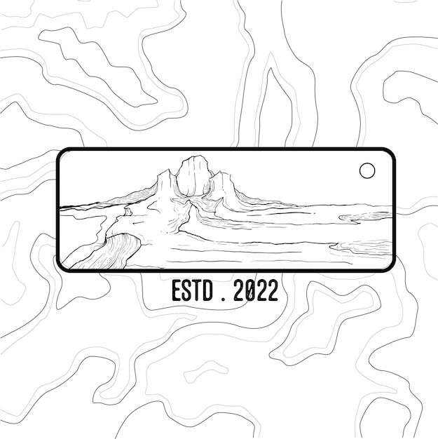 línea arte roca montaña vector negro 1