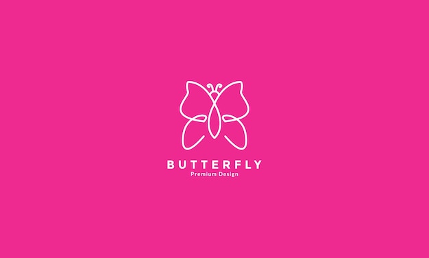 Línea arte rosa insecto mariposa logo diseño vector icono símbolo ilustración