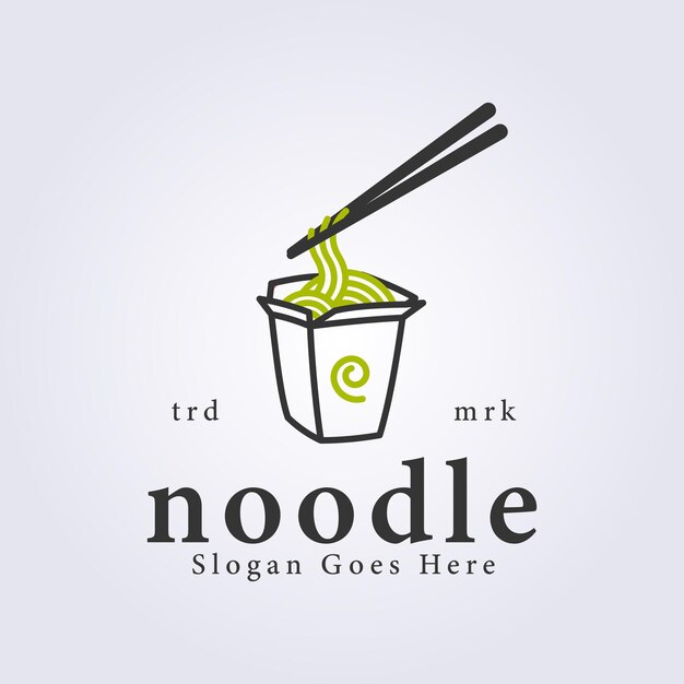 línea de arte de taza de fideos logotipo diseño de ilustración vectorial línea de arte estilo vintage diseño de plantilla