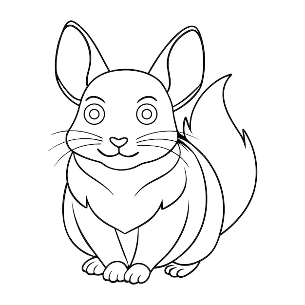 línea de arte vectorial de chinchilla en fondo blanco