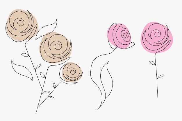 Vector línea de arte vectorial de la flor de la rosa