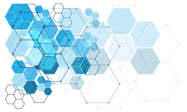 Línea azul abstracta tecnología de luz hexagonal diseño geométrico moderno sobre vector de fondo blanco