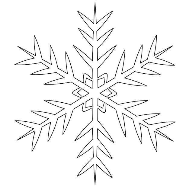 Línea blanco y negro copo de nieve de Navidad ilustración vectorial