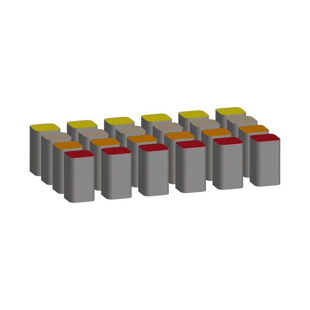 Línea de bloques isométricos Contraste del cubo de color Sombra gris en perspectiva Forma vectorial 3d