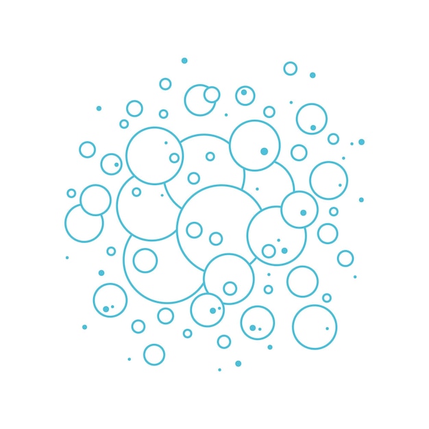 Línea de burbujas de agua de jabón icono de espuma patrón de soda Lavado de dibujos animados y baño Ilustración de vector de lavandería