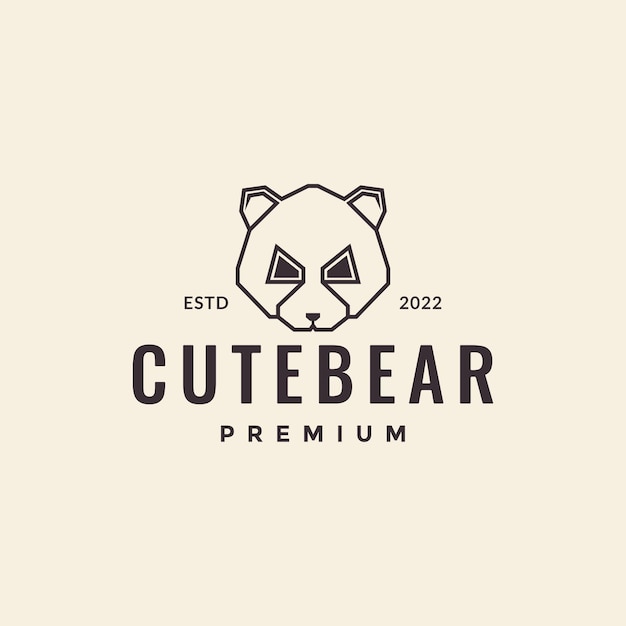 Línea cabeza oso o panda minimal hipster logo diseño vector gráfico símbolo icono ilustración idea creativa