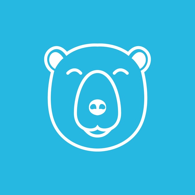 Línea cabeza sonrisa oso polar diseño de logotipo vector gráfico símbolo icono ilustración idea creativa