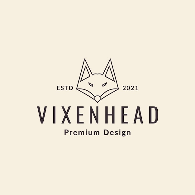 Línea cabeza vixen hipster logo diseño vector gráfico símbolo icono signo ilustración idea creativa