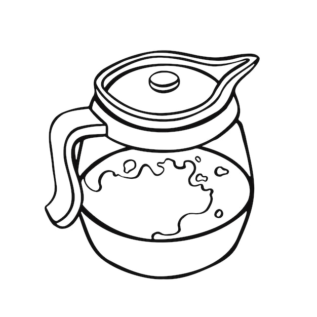 Línea de cafetera café aislado en vector manual de fondo blanco