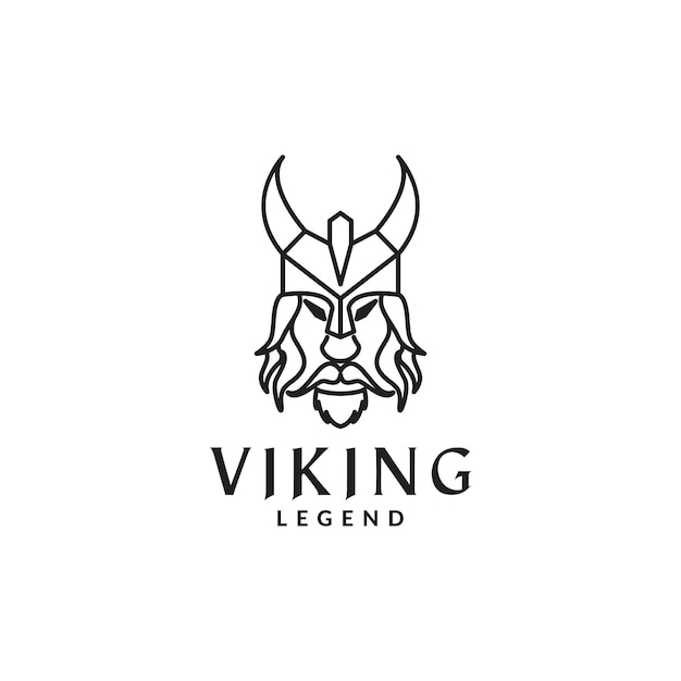 Línea cara hombre barba viking logo diseño vector gráfico símbolo icono signo ilustración idea creativa