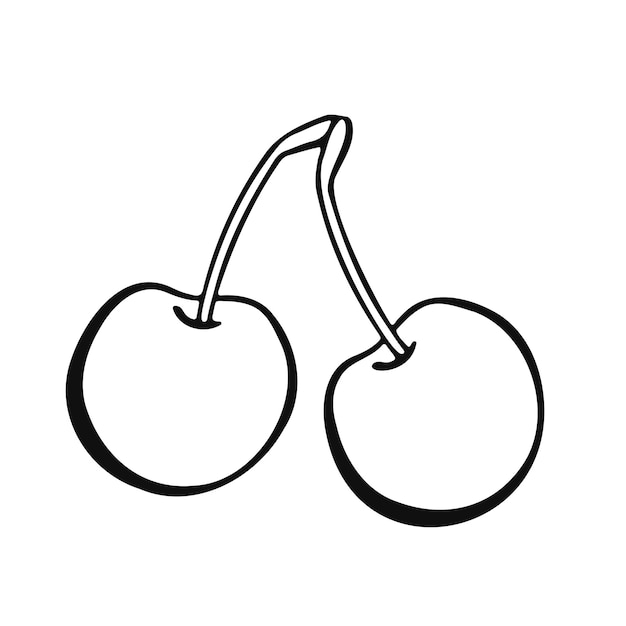 Línea de cereza Berry aislada en vector manual de fondo blanco