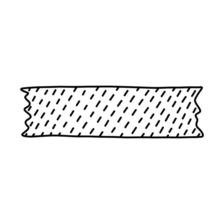 Vector linea de cinta washi con dibujo de líneas punteadas cinta adhesiva con adornos negras y blancas estética cinta escocesa decorativa con bordes desgarrados para libro de recortes planificador libro de notas artesanía
