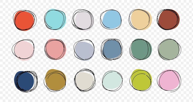 Línea circular establece círculos vectoriales para mensaje nota marca elemento de diseño forma circular color gris abstracto en diseño vectorial de fondo transparente