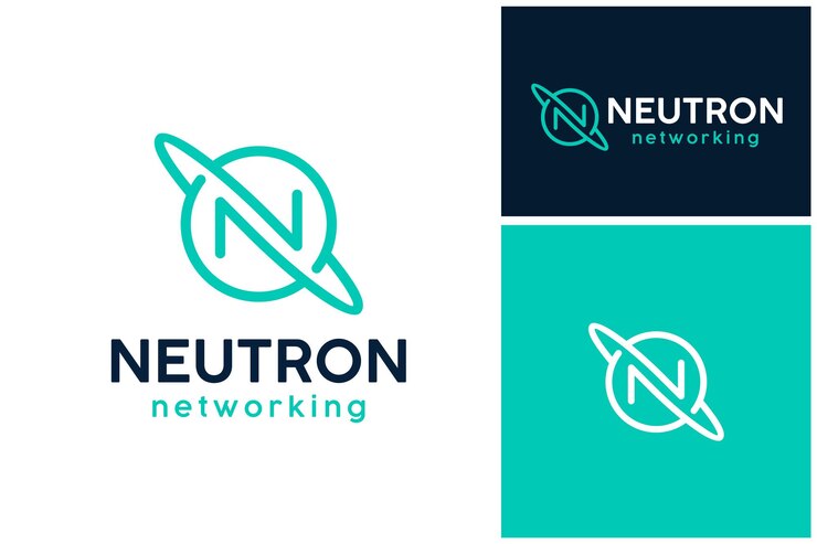 Vector línea circular de la letra n con órbita para el diseño del logotipo de saturn planet o neutron atom structure science