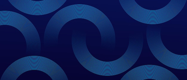 Línea de círculo azul oscuro fondo abstracto Círculo azul brillante líneas geométricas con concepto de tecnología futura Ilustración vectorial