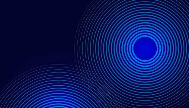 Línea de círculo dinámico digital azul abstracto sobre fondo oscuro